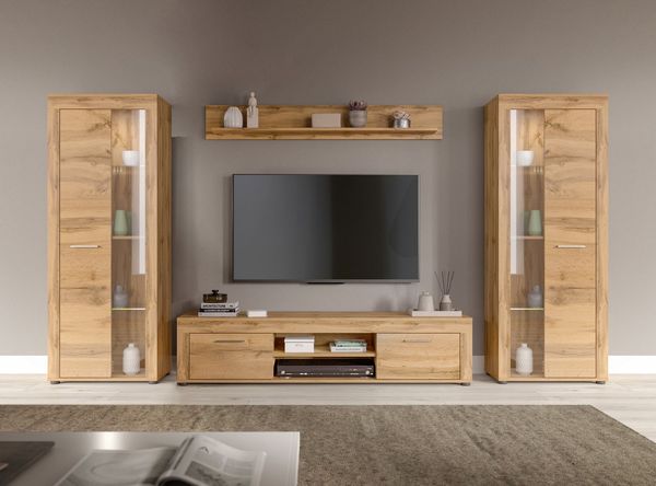 INOSIGN Wohnwand Aosta, Breite 310cm, best. aus: 2x Vitrine, Lowboard, Wandboard, Wohnwand, Kombination, Anbauwand, Möbel Set, Schrankwand, Möbel Kombi