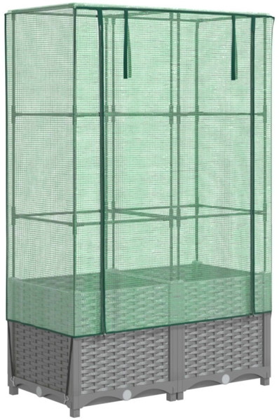 vidaXL Hochbeet mit Gewächshaus-Aufsatz Rattan-Optik 80x40x138 cm 4015856