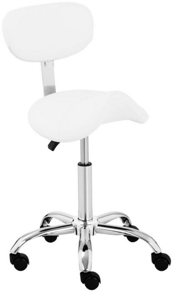 Physa Drehstuhl Sattelstuhl Sattelhocker Arbeitsstuhl Bürohocker mit Lehne Weiß, Weiß