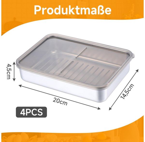 OSTWOLKE Frischhaltedose Aufschnittdosen Fresh Lebensmittel Aufbewahrungsbox mit Sichtdeckel, (4-tlg), Aufschnittbox, Kühlschrank Gefrierschrank Organizer