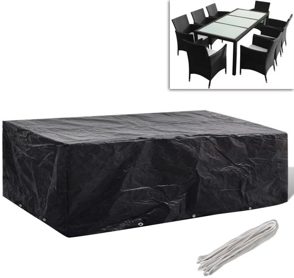 vidaXL Gartenmöbel-Abdeckung mit 8 Ösen, Polyethylen schwarz, 300 x 140 x 90 cm