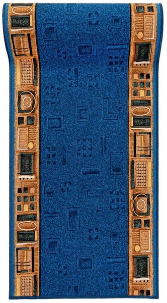 Mazovia Läufer Läufer Teppichläufer Brücke - Vorzimmer Küche - Blau, 120x100 cm, Kurzflor, Rutschfest, Meterware, Verschiedene Größen
