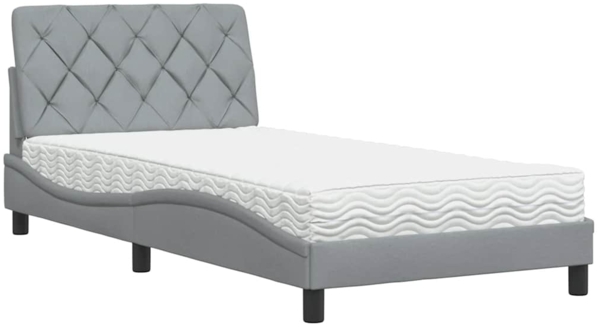 vidaXL Bett mit Matratze Hellgrau 100x200 cm Stoff 3310720