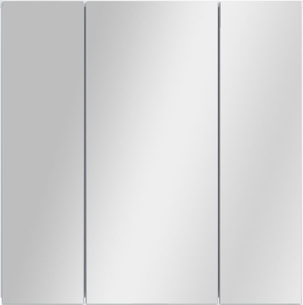 Badezimmerspiegelschrank >LOKKO< 3 Türen, grifflos, Weiss / Spiegel - 69,9x70,3x22,1cm (BxHxT)