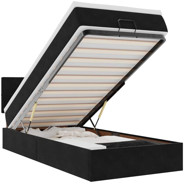vidaXL Ottomane Bett mit Matratze & LEDs Schwarz 80x200 cm Samt 3312586