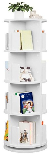 EUGAD Bücherregal, 1-tlg, drehbar, 4 Ebenen 16 Fächer, Standregal