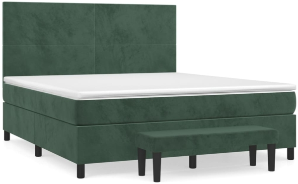 vidaXL Boxspringbett mit Matratze Dunkelgrün 160x200 cm Samt 3137734