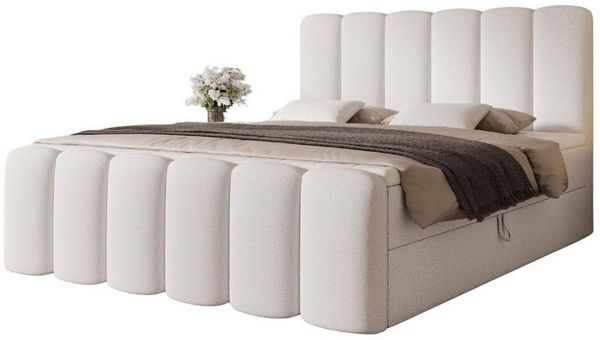 Compleo Boxbett Wolkenbett, Bequem H3 CAOBA, Doppelbett gepolstertes Kopfteil mit Bettkasten