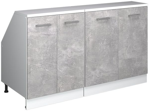 Küchenschrank für Dachschrägen R-Line Beton 140 cm 2er Set Schrankkorpuss 60 cm Tiefe Vicco