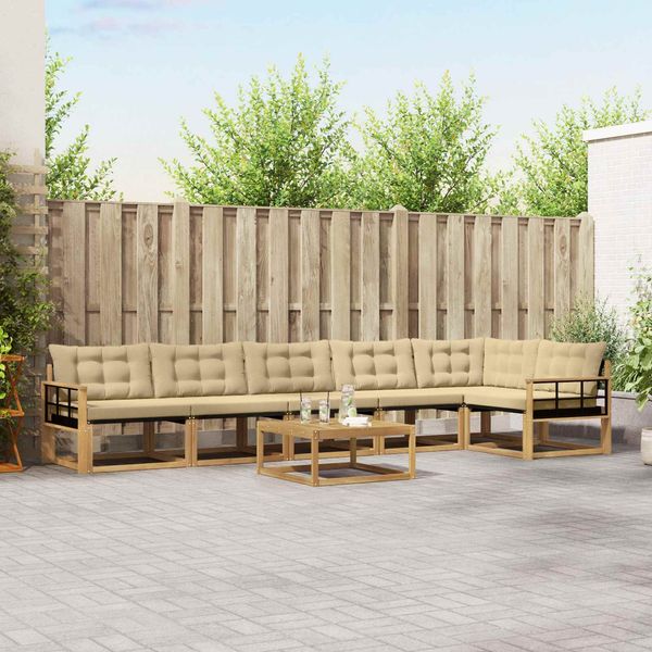 vidaXL Outdoor-Sofagarnitur 7 pcs Weiß und Beige 79 x 79 x 37 cm 3388763