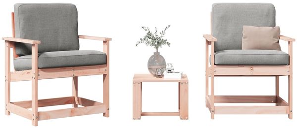 3-tlg. Garten-Lounge-Set, Gartenmöbel Massivholz Douglasie