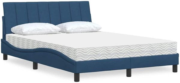 vidaXL Bett mit Matratze "Hanko" Blau 140x190 cm Stoff 3310530