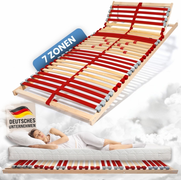 Coemo Lattenrost "RUBY" 120x200 cm Kopfteil Härtegrad verstellbar 28 Leisten