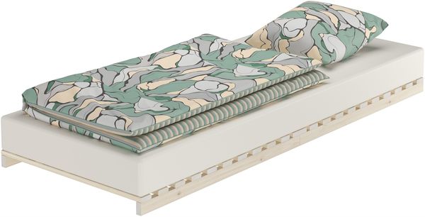 Niederflurbett metallfrei 80x200 Futon metallfreier Lattenrost, Fichte unbehandelt V-60.97-08ohne Zubehör
