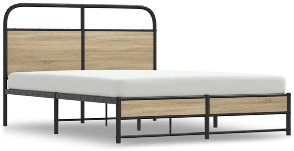 vidaXL Bettgestell ohne Matratze 135x190 cm Räuchereiche Holzwerkstoff 4100373