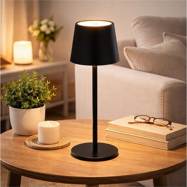 CEPEWA Tischleuchte Tischleuchte LED Touch Akku schwarz USB wiederaufladbare Tischlampe
