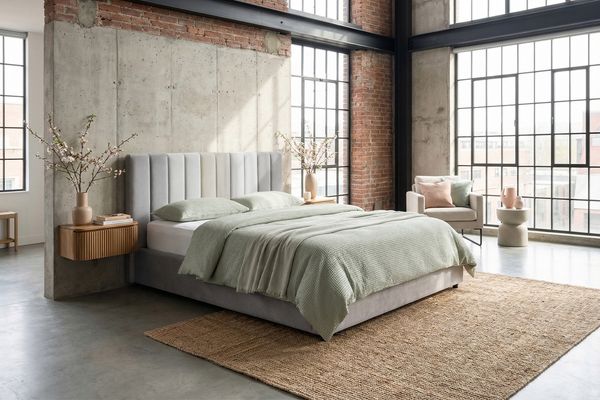 KAWOLA Bett CATTURA Polsterbett Velvet grau 180x200cm mit Lattenrost
