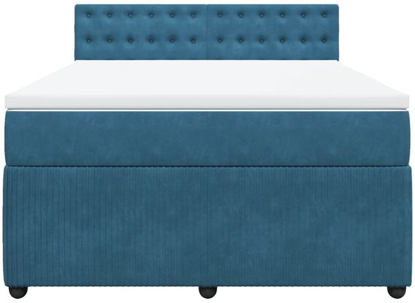vidaXL Boxspringbett mit Matratze Blau 140x190 cm Samt 3287750 Bild 3