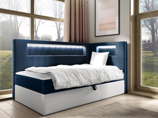 Boxspringbett 'Gladino Junior 3' blau 90x200 cm Rechts Bild 2