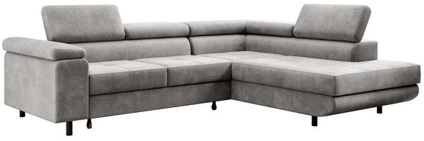 Designer Sofa Costa mit Schlaf - und Klappfunktion Hellgrau Rechts