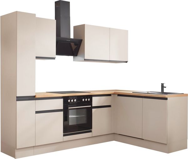 BASIC by Balculina Winkelküche Nizza B/H/T 250 x 211 x 60 cm, Breite 250 cm, wahlweise mit E-Geräten und Induktionskochfeld
