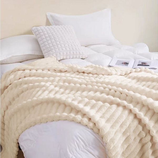 Wohndecke Blasen Decke Kuscheldecke Milchsamt Super Soft Wohndecke, CALIYO, Für Bett Sofa Schlafzimmer Wohn Kuscheldecken