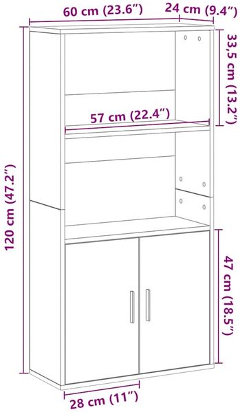 vidaXL Bücherregal Braun Eichen-Optik 60x24x120 cm Holzwerkstoff 860424 Bild 10