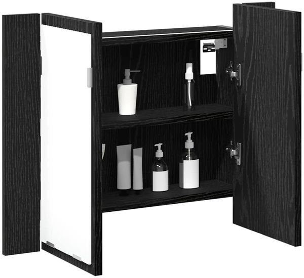 vidaXL Badezimmerspiegelschrank Schwarz Eichen-Optik 60 x 12 x 45 cm 862550 Bild 3