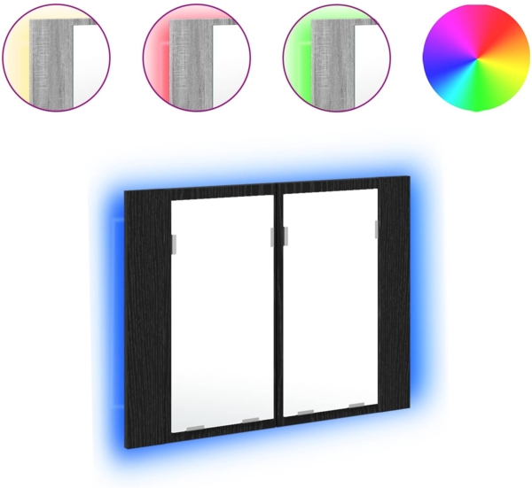 vidaXL Badezimmerspiegelschrank Schwarz Eichen-Optik 60 x 12 x 45 cm 862550