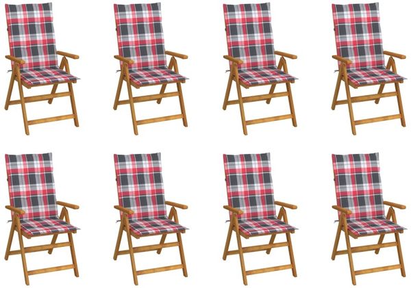 vidaXL Klappbare Gartenstühle mit Kissen 8 Stk. Massivholz Akazie 3075067