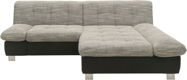DOMO collection Ecksofa 100031 kompakte Stellmaße, komfortabel und bequem, L-Form, wahlweise mit Bettfunktion und Armteilverstellung. Breite 234 cm