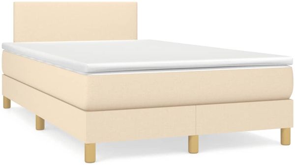 vidaXL Boxspringbett mit Matratze Creme 120x190 cm Stoff 3269763