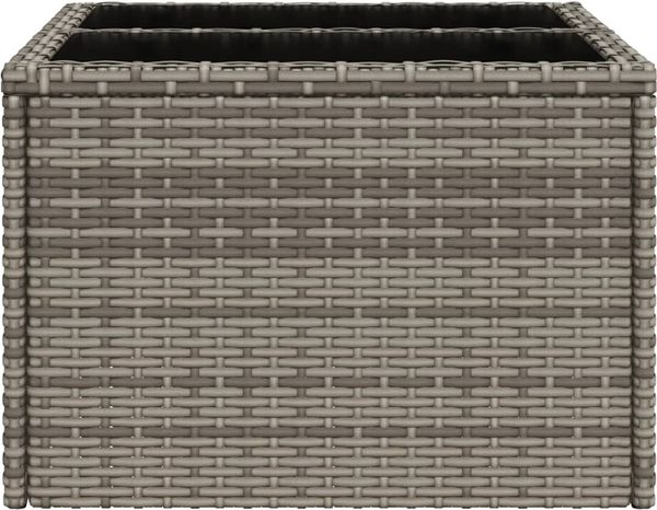 Gartentisch, Balkontisch mit Glasplatte Grau 55 x 55 x 37 cm Poly Rattan Bild 5
