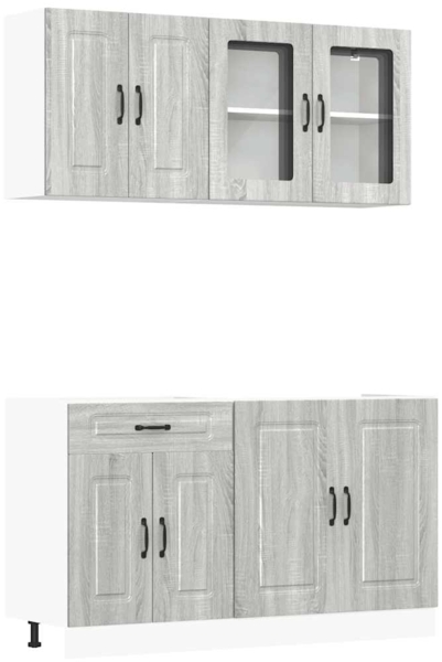 vidaXL 4-tlg. Küchenschrank-Set Kalmar Grau Sonoma Holzwerkstoff 3314857