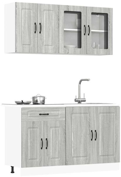 vidaXL 4-tlg. Küchenschrank-Set Kalmar Grau Sonoma Holzwerkstoff 3314857