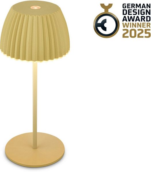 BRILONER - Riffle Mini LED Tischlampe kabellos IP44 mit Lichtkante, 8,5x20 cm, Touchdimmer, Akku tauschbar, Nachttischlampe, Leselampe, Akku Lampe, German Design Award Winner 2025, Pastellgrün