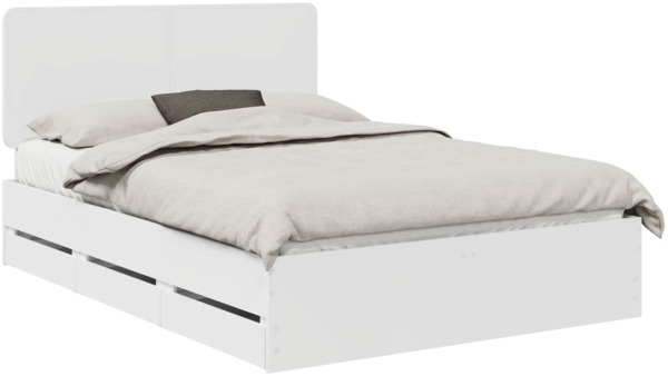 vidaXL Bettrahmen mit Schubladen Weiß 140 x 190 cm Ingenieurs Holz 3412588