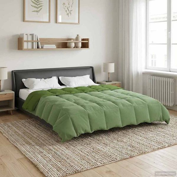 vidaXL Ganzjahresbettdecke Gepolstert Grün 200 x 200 cm Mikrofaser 42026040