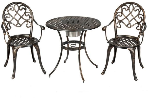 COSTWAY Balkonset, (3-tlg), Bistro-Set mit abnehmbarem Eiskübel