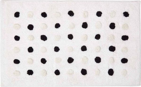 Homescapes Badematte Badematte schwarz-weiß gepunktet, 50x80 cm – Badvorleger Polka Dots, Höhe 20 mm, 50x80 cm
