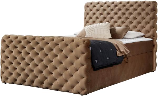 Boxspringbett Serrula Lux, Braun, 200 x 200 cm