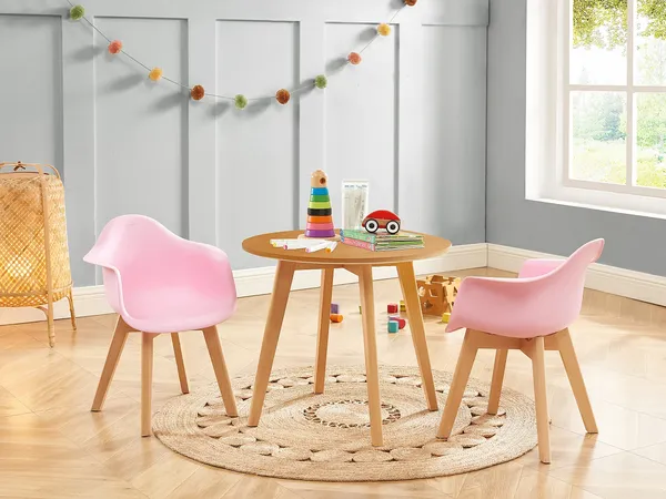 Vente-unique - LOULOUNE Esstisch Holz, Platte Beige - B 60 cm x H 51 cm x L 60 cm