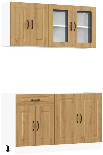 4-tlg. Küchenschrank-Set, Küchenmöbel Artisan-Eiche Holzwerkstoff
