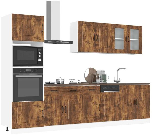 vidaXL 7-tlg. Küchenschrank-Set Kalmar Räuchereiche Holzwerkstoff 3314736