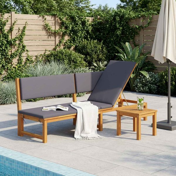 vidaXL Sonnenliege Öl-Natur 200 x 57 x 75cm Massivholz Akazie 4108113