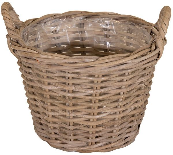 Annastore Weidenkorb Pflanzkorb aus Weide mit Henkel und Innenfolie Blumenkorb Pflanzkorb