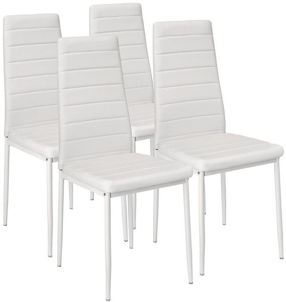 tectake Esszimmerstuhl Set Esszimmerstuhl (4er Set, 4 St), gepolstert mit Kunstlederbezug