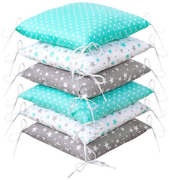 Amilian Bettnestchen 210 cm (6 Polster ca. 35 x 35 cm) Bettumrandung - Umrandungen, (Kissen als Nestchen, Kantenschutz), Umrandungen