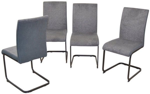 4er-Set Schwingstühle "Carl" Stoffbezug anthrazit
