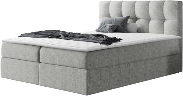 Boxspringbett Cleofas , Silber, 140 x 200 cm, Webstoff